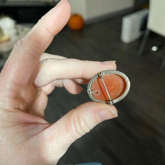 Cameo stamped 800 vintage brooch or pendant - Picture 4 of 6